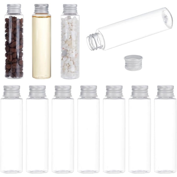 30 tubos de ensayo de plástico transparente de 50 ml (1,7 oz) con tapas de rosca de aluminio, de 106 x 27 mm (4,17 x 1,06 pulgadas) y fondo plano.