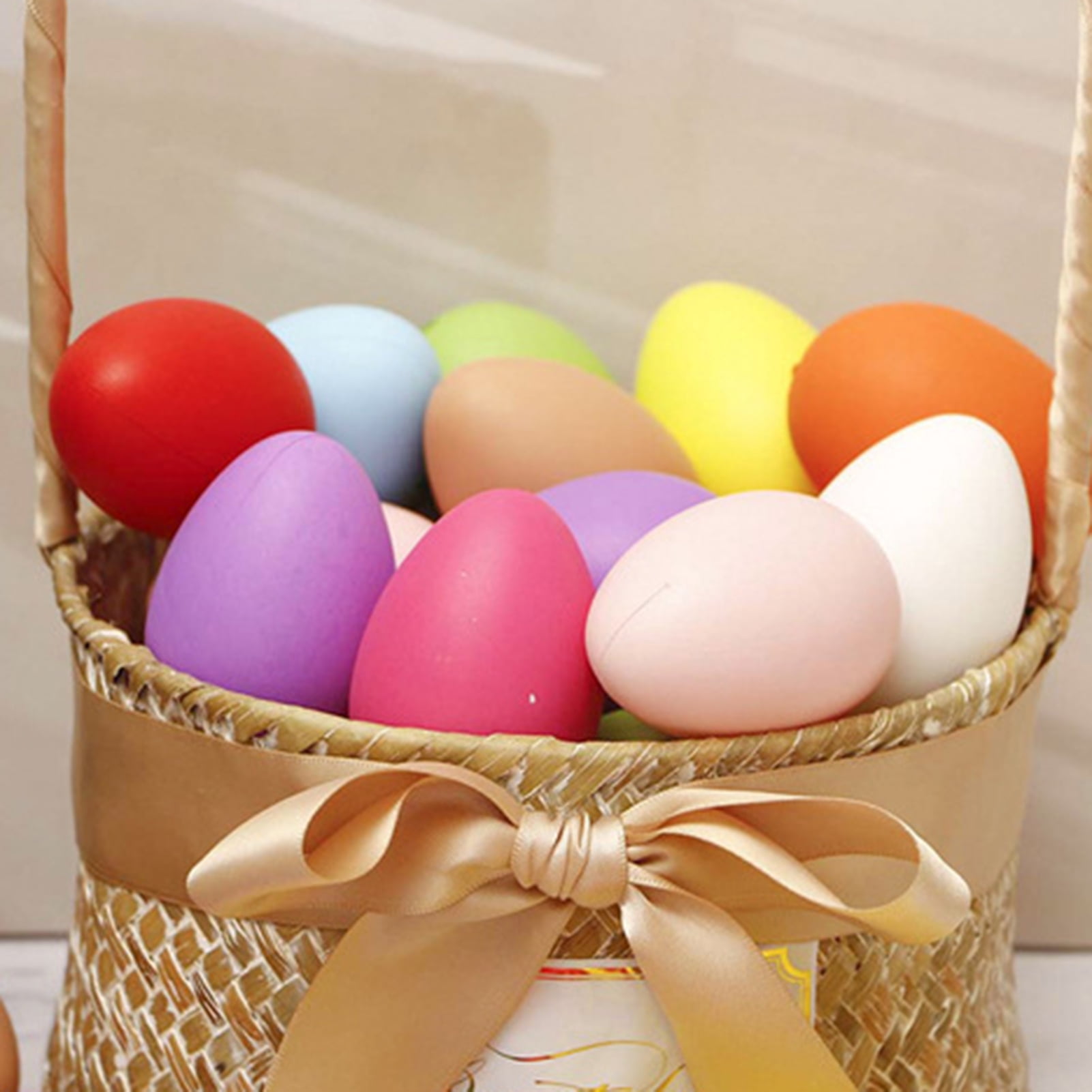 Opvise 1 Set Easter Eggs Random Color Smooth Surface Realistic Reusable 100 Pieces DIY Colorfast Create Atmosphere Easter Eggs Pendants Easter Supplies A