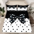 thumbnail image 2 of Castle Fairy Kids Teens Polka Dots Bow Queen Sheet Sets,Black White Bed Set, 2 of 7