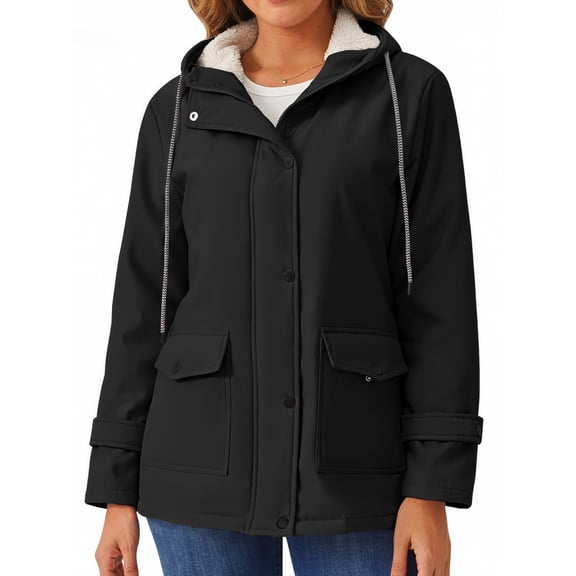 Rosvigor Womens Sherpa Coats Winter Fleece Jackets Women Windproof Warm Parkas Coats with Hood
