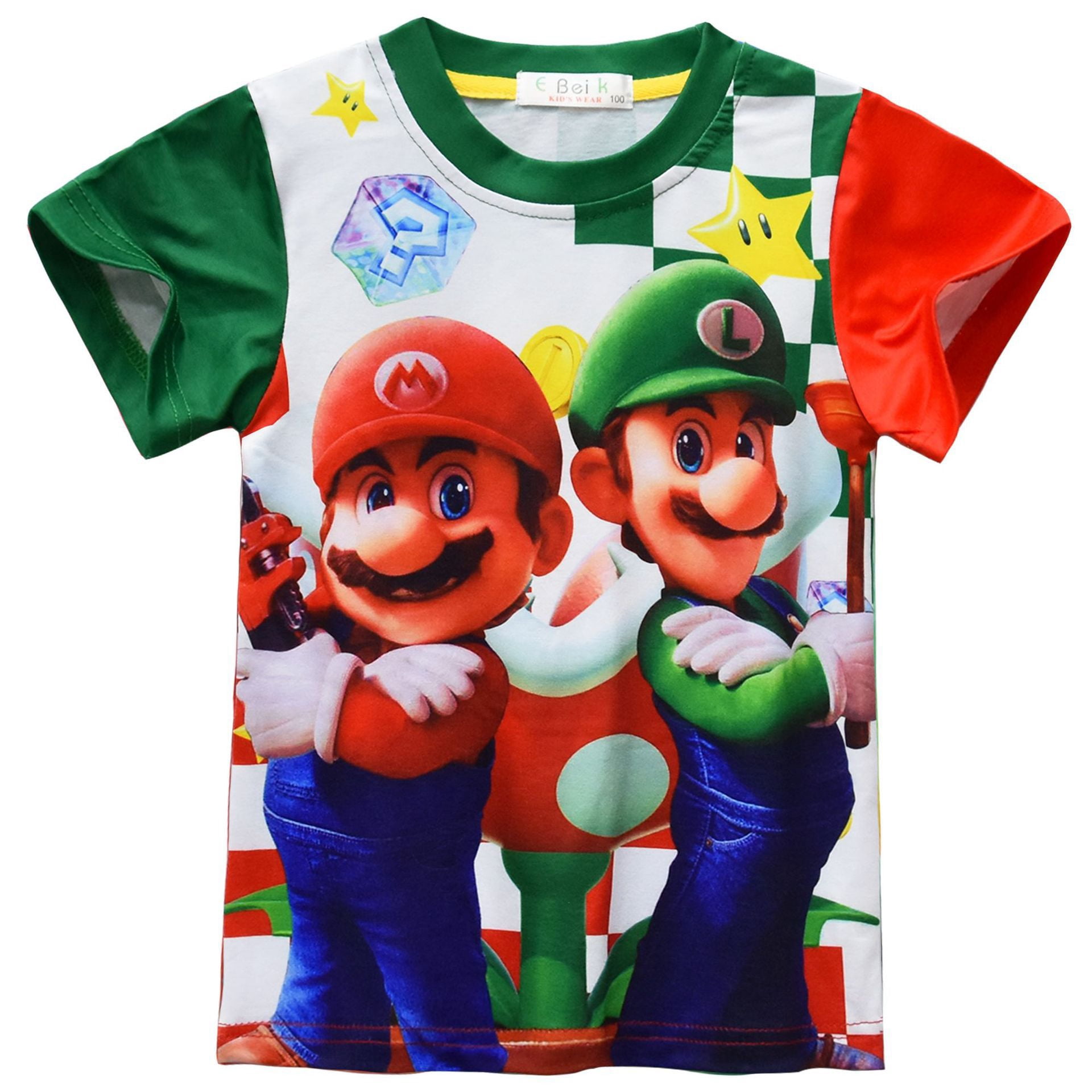 Super Mario Costume, T-Shirt à Manches Courtes pour Garçons-HAPDEN