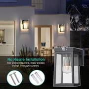2 pack Solar Wall Lights Outdoor with Motion Sensor, Dusk to Dawn Exterior Wall Lighting Fixtures Waterproof, LED Patio Lights Wall Sconce Outside Anti-Rust for Garage Frontdoor House, Black
