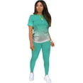 thumbnail image 2 of Dadaria 2 Piece Outfits for Women Pants Sets Plus Size GradientG Two piece Suit Short Sleeve Sport T Shirt Pants Mint Green XXXXXL,Female, 2 of 9