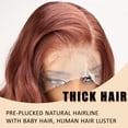 thumbnail image 4 of 13x6 Lace Frontal Wig Reddish Brown 32 Inch Body Wave Pre Plucked Babyhair Knotless Transparent Lace Heat Friendly Copper Red Bouncy Wave Synthetic Hair Wigs with Non-slip Cap, 4 of 5