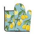 thumbnail image 1 of Yellow Lemon Fruit Oven Mitts and Pot Holder Set Blue Resistant Hot Pad Non-Slip Baking Gloves Kitchen Mitt for Grilling Cooking, 1 of 4