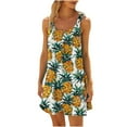 thumbnail image 3 of VBTAPA Sundresses for Women Tropical Print Sleeveless Pleated Mini Dress Hawaiian Beach Vacation Dresses Limited Time Sales Multicolor L, 3 of 7