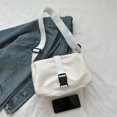 thumbnail image 3 of Bolso de hombro Oxford para mujer, bandolera sólida, bolso con cremallera para mujer (blanco), 3 of 8