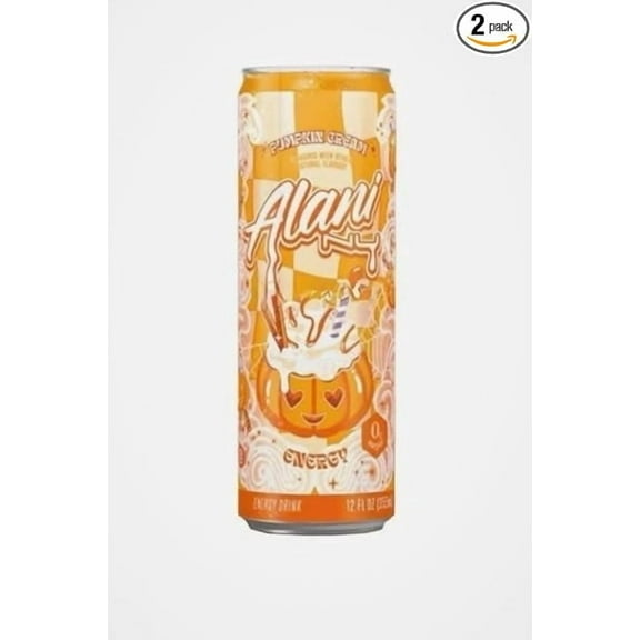 Alani Energy Drink Pumpkin Cream, Sugar Free, Low Calorie Energy Drinks, 12 Fl Oz Cans, 2 Cans!