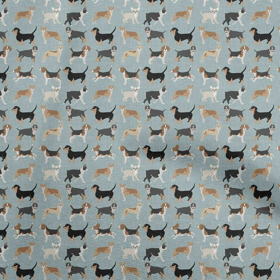 oneOone Polyester Spandex Grayish Blue Fabric Dog Sketch Sewing Craft Projects Fabric Prints By Yard 56 Inch Wide