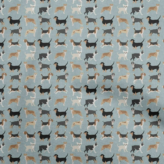 oneOone Polyester Spandex Grayish Blue Fabric Dog Sketch Sewing Craft Projects Fabric Prints By Yard 56 Inch Wide