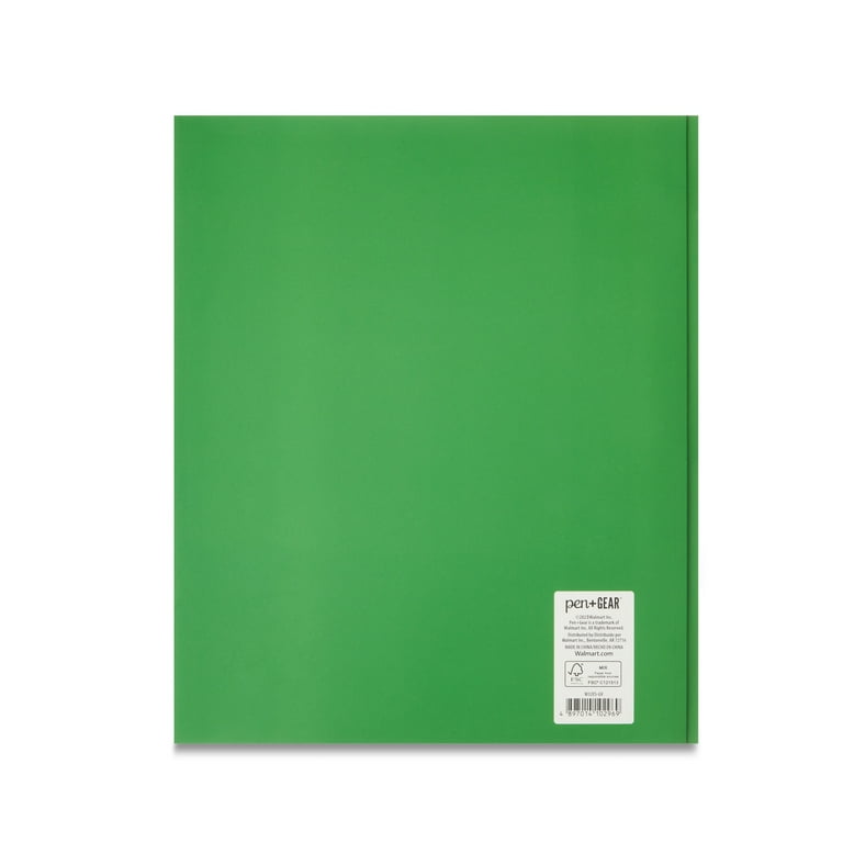 Pen+Gear Green Letter Size 3-Prong Paper Folder with Pockets and