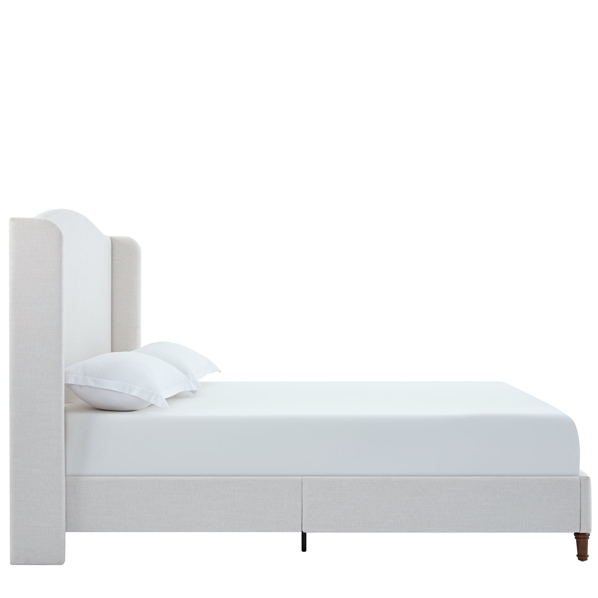 Miniyam 54" High King Size Upholstered Bed with Wingback Headboard for Adult, Ivory White