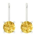 thumbnail image 3 of 1.5 Ct Round Cut Drop Dangle Yellow Natural Citrine 14K White Solid Solid Gold Everyday Dainty Earrings Lever Back, 3 of 7