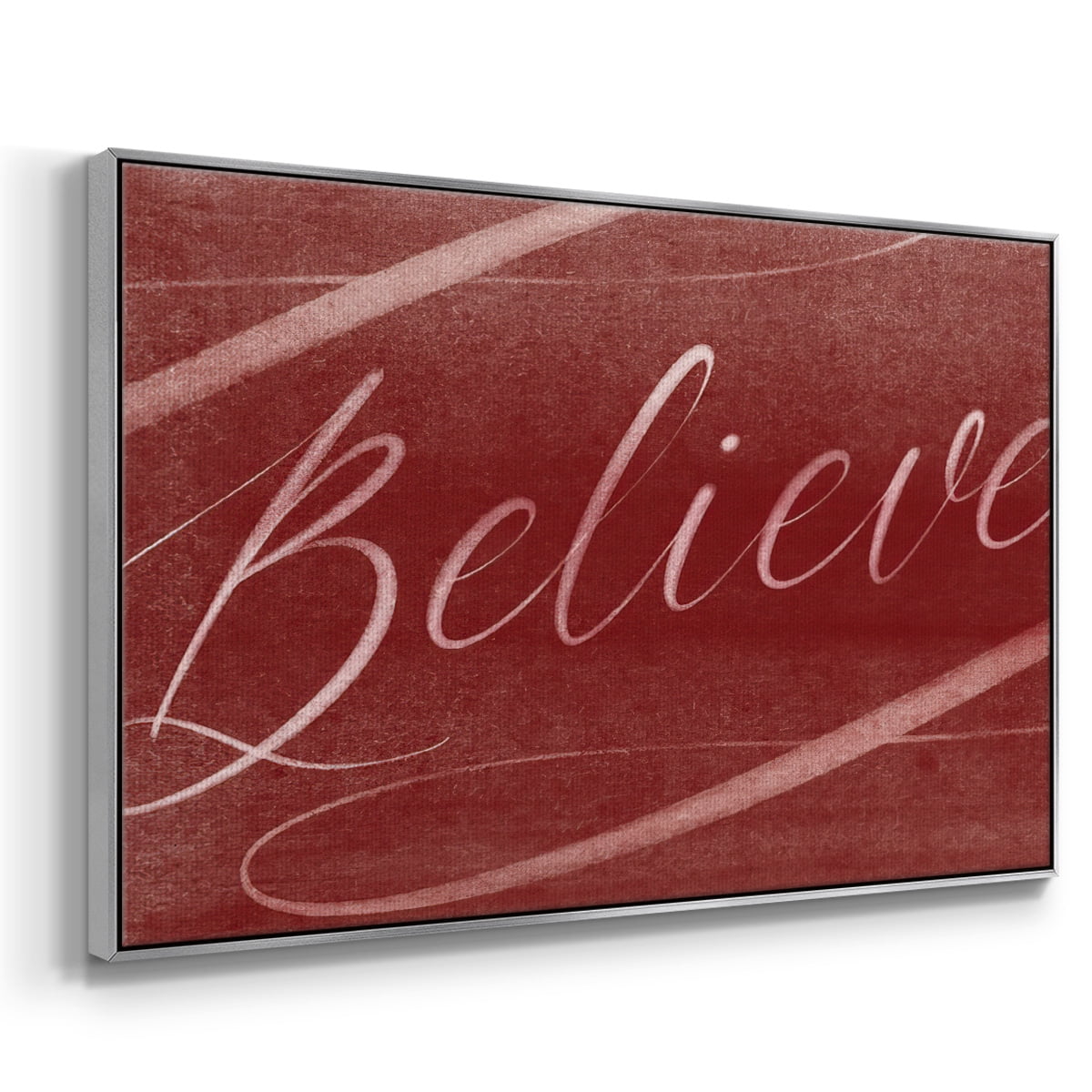 Believe - Framed Gallery Wrapped Holiday Canvas - 25 x 37 - Silver Frame