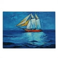 thumbnail image 2 of Nautical Cutting Board, Oil Painting Style Sailing Ship on Horizon Impressionist Art Image Print, Decorative Tempered Glass Cutting and Serving Board, Large Size, Navy Blue and Blue, by Ambesonne, 2 of 5