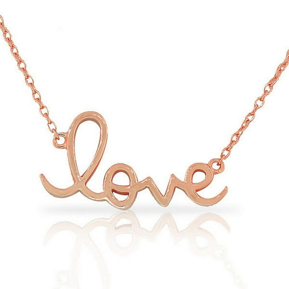 925 Sterling Silver Love Heart Script Charm Pendant Necklace