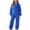 Blue, variant on Girls Fuzzy Pants Set Kids Boys 2 Piece Fleece Outfits Winter Sherpa Hoodie Sweatshirt Top with Pants Sweatsuit(Black,5-6 Years)
