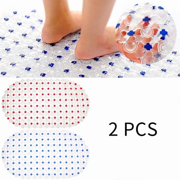 2 PCSRectangle PVC Anti-Skid Bath Mats Soft Shower Bathroom Massage Mat Suction Cup Non-Slip Bathtub Carpet Large Size Anti-Slip Mats