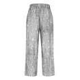 thumbnail image 5 of DeHolifer Women's Linen Pants Plus Size Gradient Color Elastic Waisted Rolled Casual Loose Pocket Straight Leg Pants Gray 3XL, 5 of 5