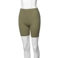 thumbnail image 5 of A2Y Women's Basic Solid Premium Cotton Mid Thigh High Rise Biker Bermuda Shorts Khaki 1XL, 5 of 5