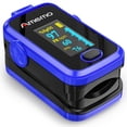 thumbnail image 1 of Oxímetro de pulso, monitor de oxígeno en la punta del dedo con pantalla OLED, monitor de saturación de oxígeno en sangre (SpO2) con estuche de transporte y funda de silicona (azul), 1 of 5