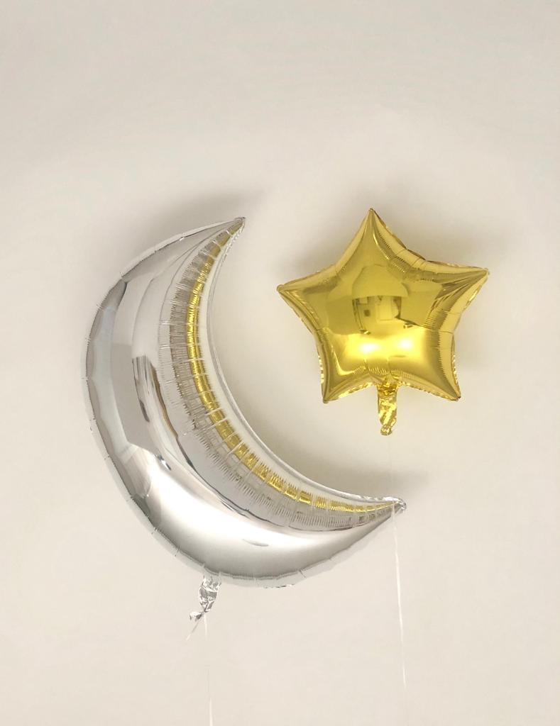 Sweet Moon 2 Piece Crescent and Star Foil Balloons
