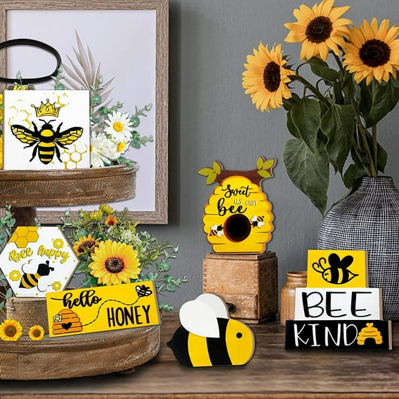 Summer Festival Sunflower Chrysanthemum Layered Tray Decoration Farmhouse Wood Layered Tray Decoration Decoration