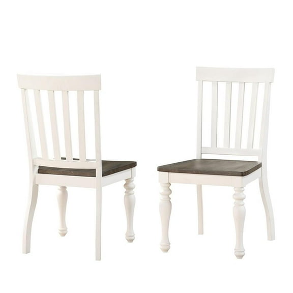 Bowery Hill Farmhouse / Country Two-tone Ivory and Dark Oak Side Chair (Set of 2)