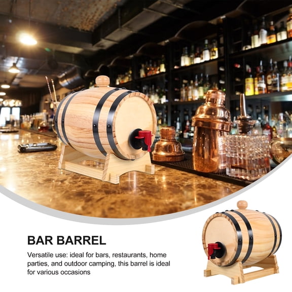 PAMINGONO Oak Wine Barrel Wooden Beverage Dispenser Multi-Color for Storage Use