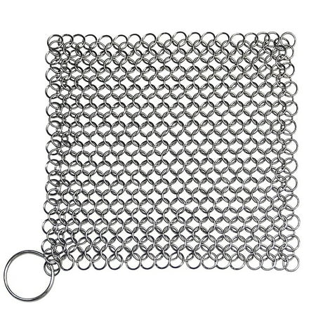 Cast Iron Skillet Cookware Scrubber Effective Durable Premium Stainless Steel Metal Chainmail Pan Pot Clean