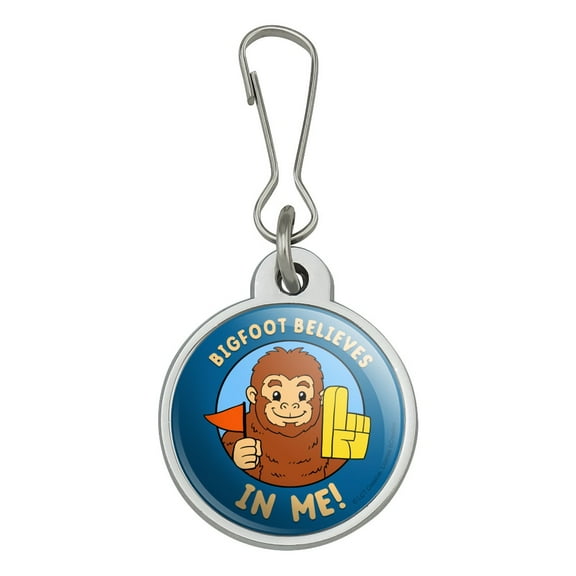 Bigfoot Believes in Me Funny Humor Jacket Handbag Purse Luggage Backpack Zipper Pull Charm