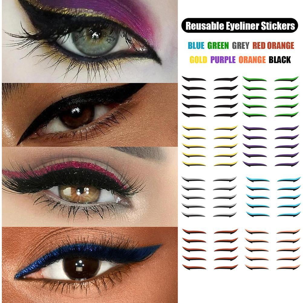 Wrea 5 Pairs Glitter Eyeliner Stickers Instant Eyeliner Stickers Self
