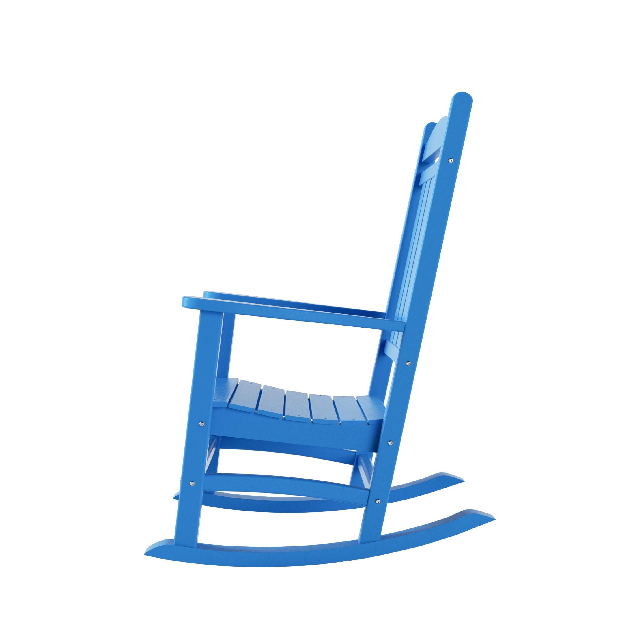 GARDEN Set of 2 Classic Plastic Adirondack Porch Rocking Chairs, Pacific Blue