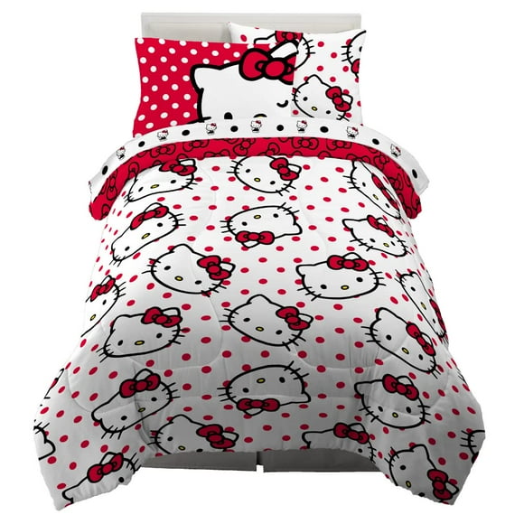 Juego de ropa de cama Franco Collectibles Hello Kitty Polka Dot Twin