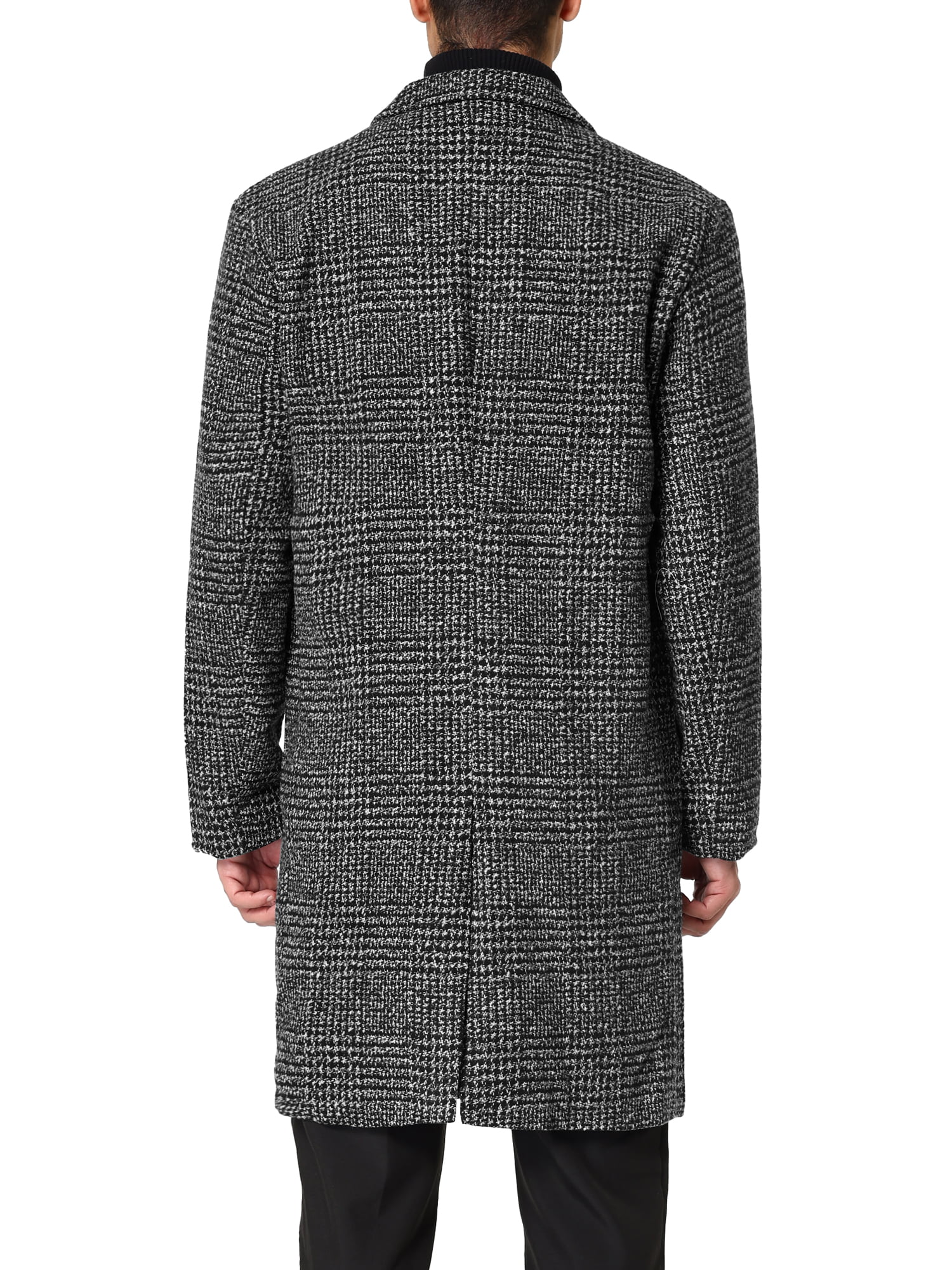 Lars Amadeus Big & Tall Men's Plaid Coat Double Breasted Houndstooth  Overcoat