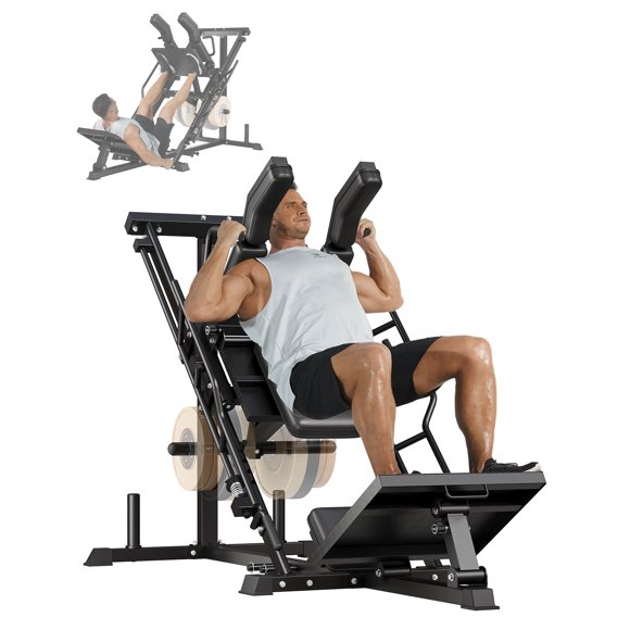 GARVEE 3 in 1 Leg Press Hack Squat Machine Combo with Weight Storage for Quads,Hamstring,Glutes,Calves,1200LBS Capacity