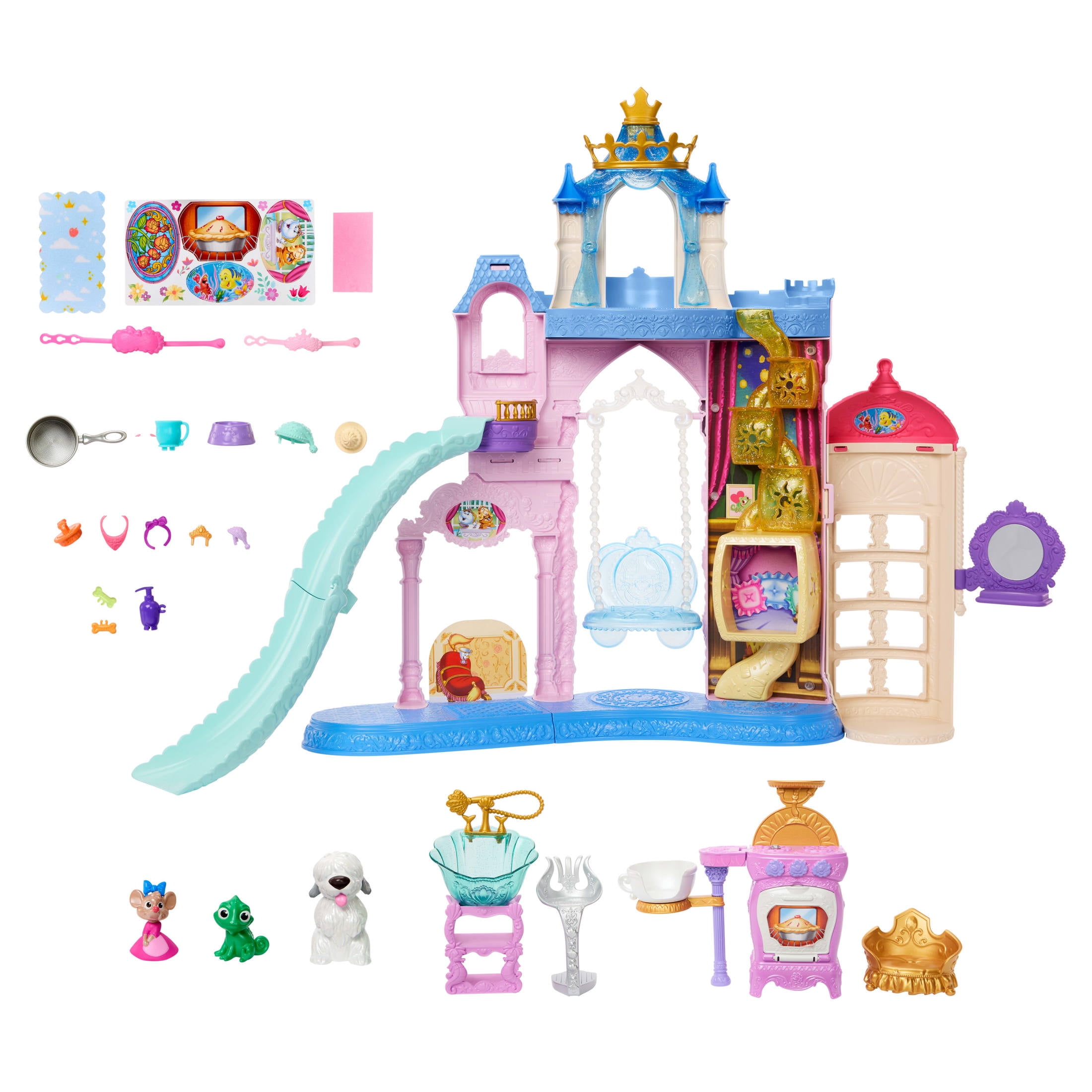 Disney Princess Pet Palace Doll Playset with 7 Play Areas, 3 Animal Friends & 20+ Furniture & Accessories