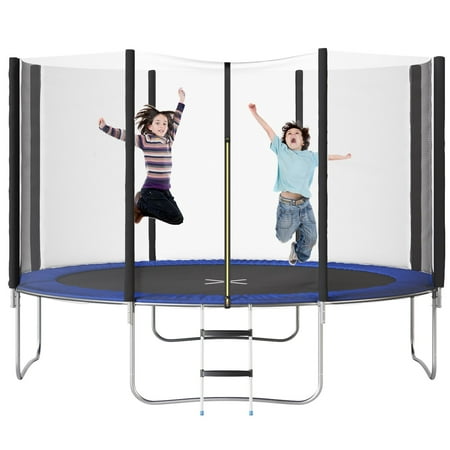 Devoko 12 FT Trampoline with Safe Enclosure Net Patio Fitness Jumping Trampoline for Backyard, Kindergarten with Ladder, Blue