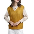 thumbnail image 2 of ManxiVoo Knit Vest Sweater for Women Versatile Layering V Neck Sleeveless Pullover Classic Soft Yarn Design for Stylish Professionals S Size Yellow, 2 of 5