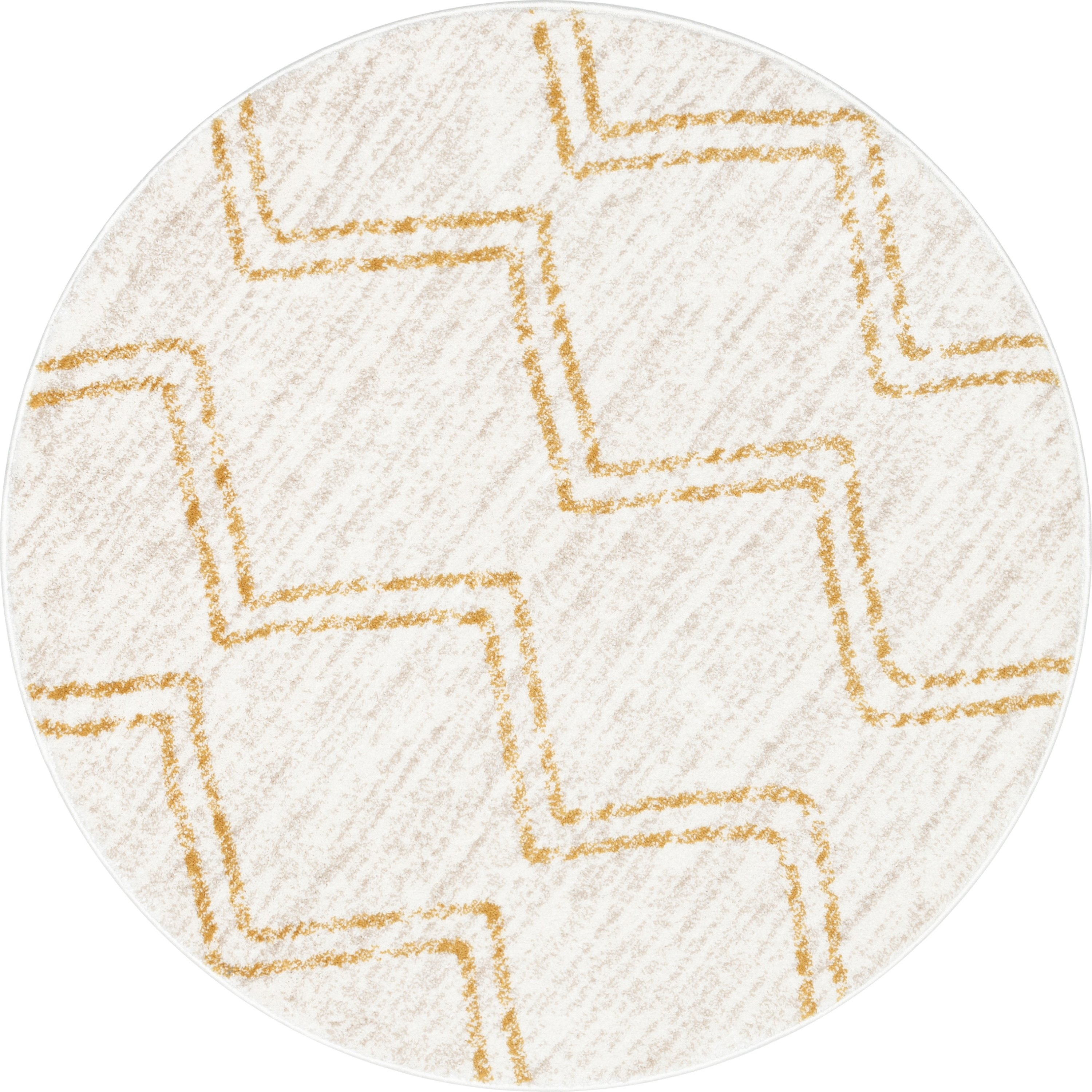 Well Woven Kennedy Chevron Area Rug, 4' x 4', Cotton Fringe For Authentic Look, Super Soft Pile, Durable, Easy To Clean