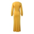 thumbnail image 5 of Sngxgn Women's Square Neck Lantern Long Sleeve Ruffle Shirred Flowy Mini Dress(Yellow,S), 5 of 7