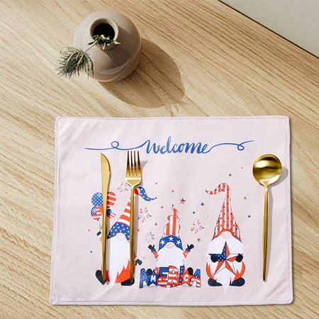 

iMESTOU Deals Clearance Under 10 Holiday Products Ju-ly 4th Independence Day Indoor Placemats 16x12 Inches Independence Day Placemat For Holiday Party Outdoor Table Decoration