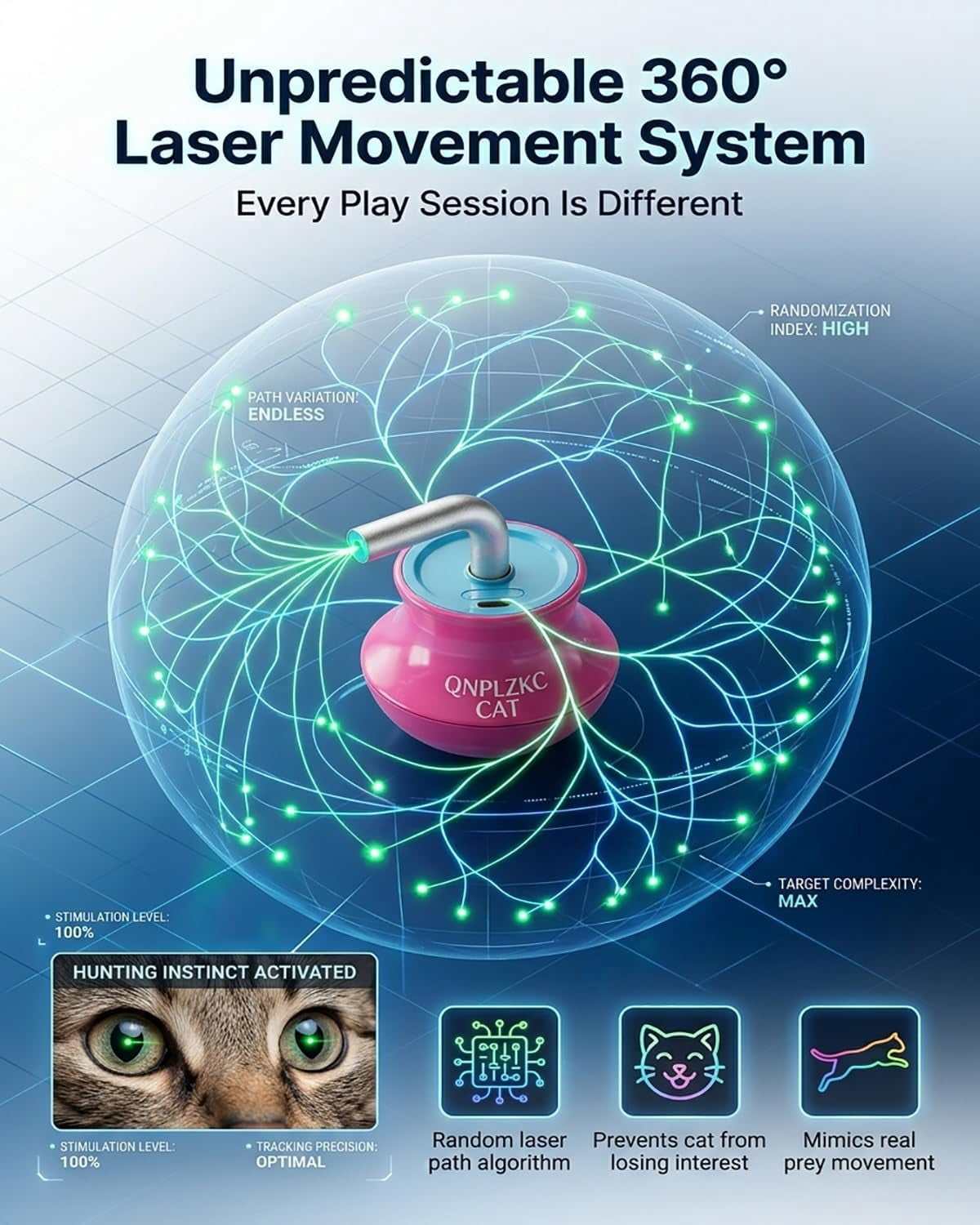 Automatic Cat Laser Pointer Toy Tumbler Design Rechargeable Interactive Pet