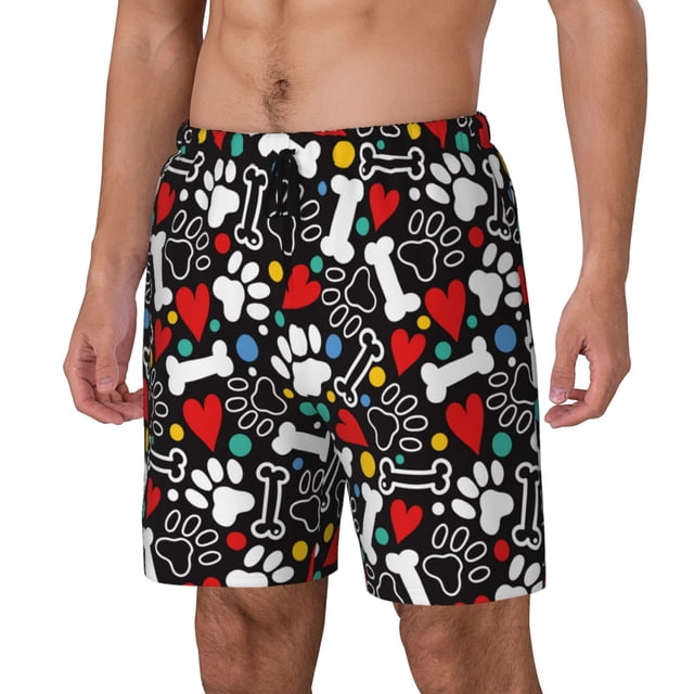 Balery Paw And Bones Bañador para hombre, shorts de playa de secado rápido con entrepierna y forro de compresión-3X-Large