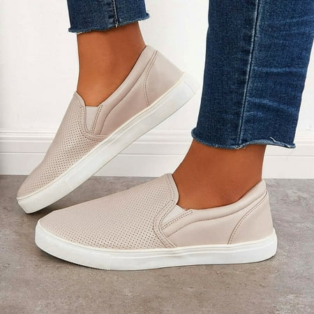 

NECHOLOGY Comfortable Slip on Shoes for Women Semi Casual Ladies Fashion Solid Color Leather Surface Pool Wedges Women Grey 6.5
