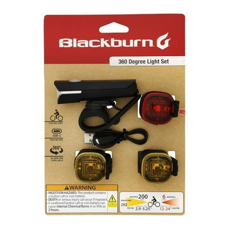 Blackburn 360 Vis Bicycle Light Set, Black