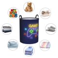 thumbnail image 2 of DouZhe Waterproof Collapsible Large Laundry Baskets, Neon Game Controller Games Zone Prints Circular Hamper with Handles, 2 of 7