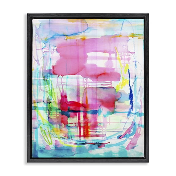 Stupell Industries Eclectic Vivid Watercolor Abstraction Black Floating Frame Canvas Art, 17 x 21, by Gemma Bardot