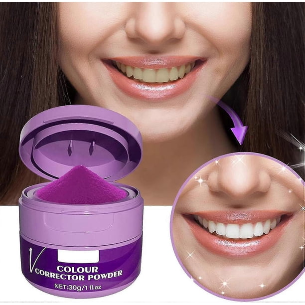Teeth Whitening Powder, Whitening Colour Corrector, Purple Corrector Powder For Against Yellow Teeth White Teeth Fresh Breath