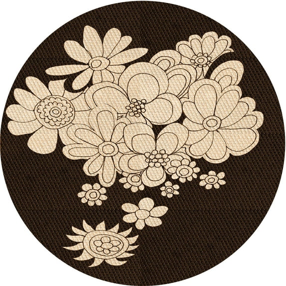 Ahgly Company Indoor Round Patterned Light Copper Gold Area Rugs, 6' Round
